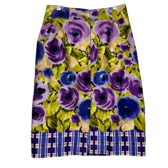 Yoana Baraschi Anthropologie Floral Pencil Skirt Size 4 Purple Blue Midi Retro - Picture 8 of 8
